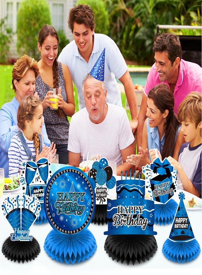 LUUFILx 8Pcs Blue Birthday Decorations Blue and Black Happy Birthday Table Honeycomb Centerpieces for Table Decor Birthday Table Topper for Men Boys Women Girls Her Him Birthday Anniversary Party Supplies - Image 5